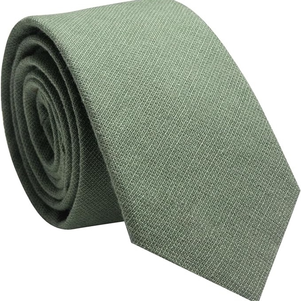 Set of 10 Brand New Dusty Sage Skinny Ties – Groomsmen & Wedding Tie